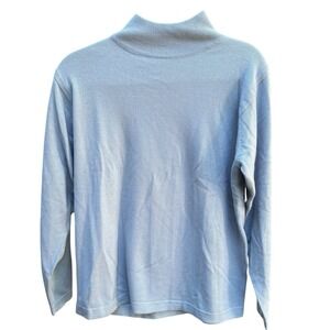 Vintage 90s Jacqueline Ferrar Merino Wool Sweater Blue‎ L Quiet Luxury Cottage